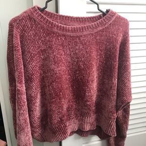 Dusty Pink Chenille Cropped Sweater